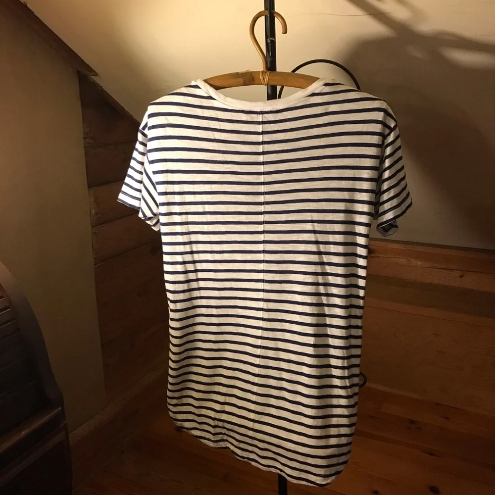 Banana Republic Navy White Striped Relaxed Crew Neck Tee, EUC, XS - Picture 2 of 12